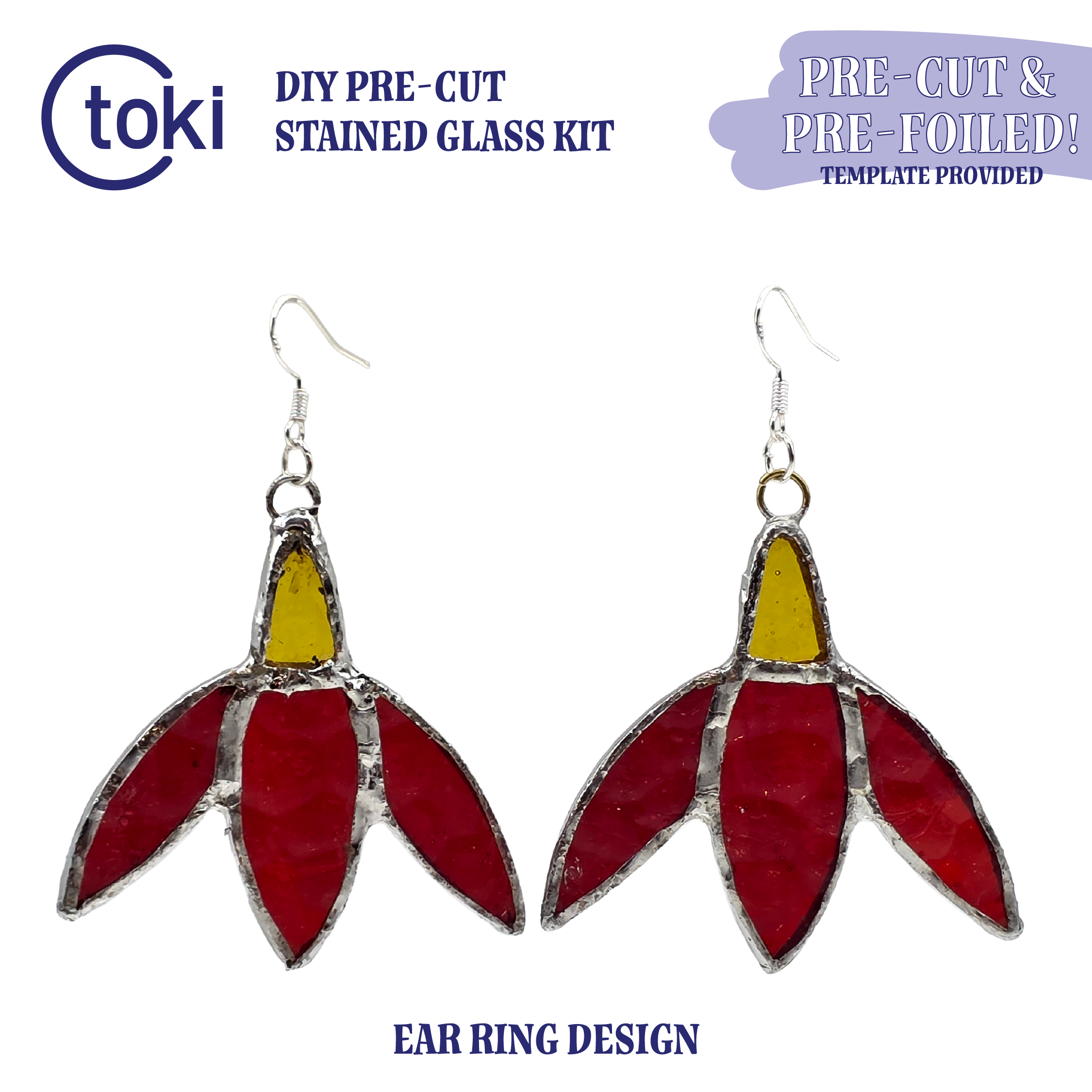 Pre-Cut Flower Ear Ring Stained Glass DIY