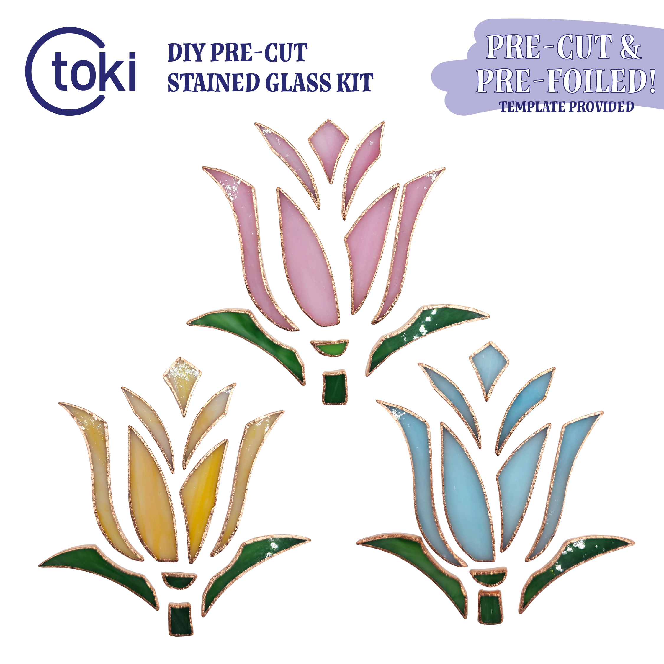 Pre-Cut Flower Stained Glass DIY Coaster