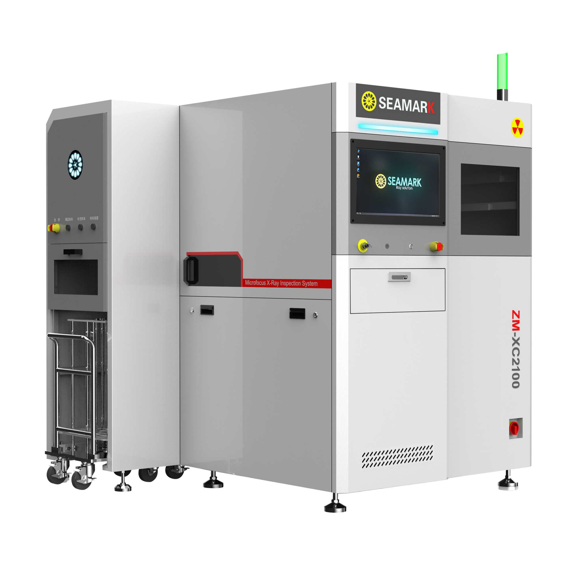 Seamark Zhuomao ZM X2100 high-speed inline xray counter, automatic loading-detection-labeling-uploading design for various components.