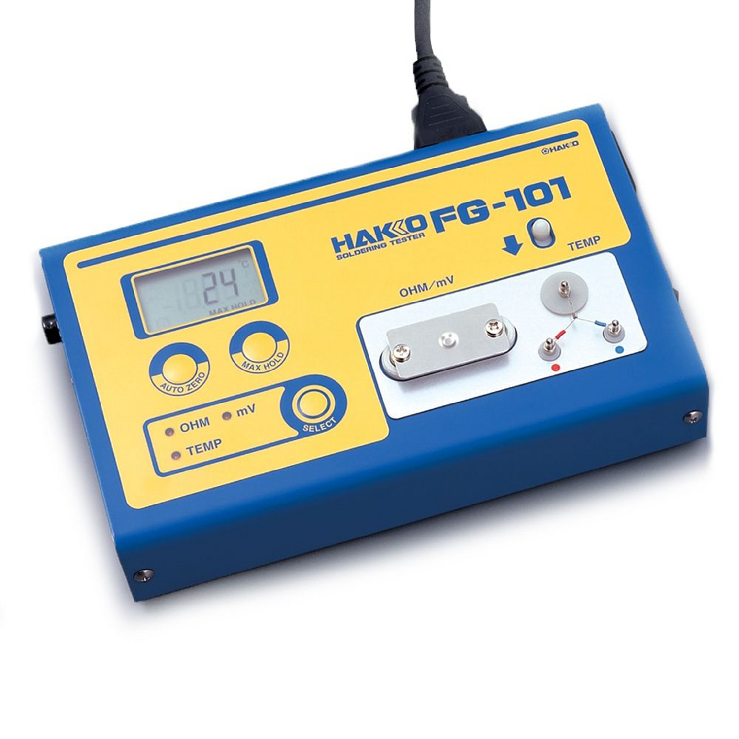 Hakko soldering iron tester with auto-measurement function. to measure tip temperature, leak voltage and top to ground resistance. ESD safe, human error free operation