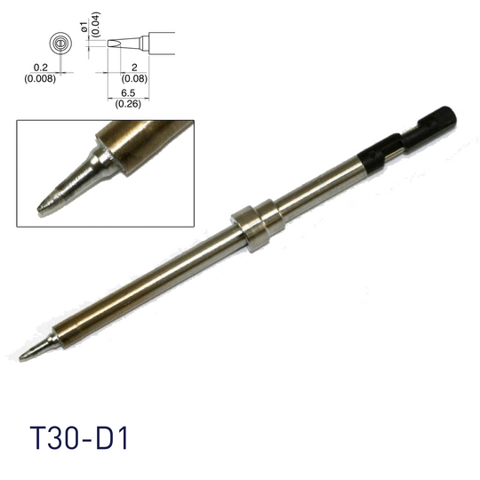 Hakko FM2032 micro soldering iron replacement tips T30-D1 with N2 soldering option available flat-head screwdriver shape