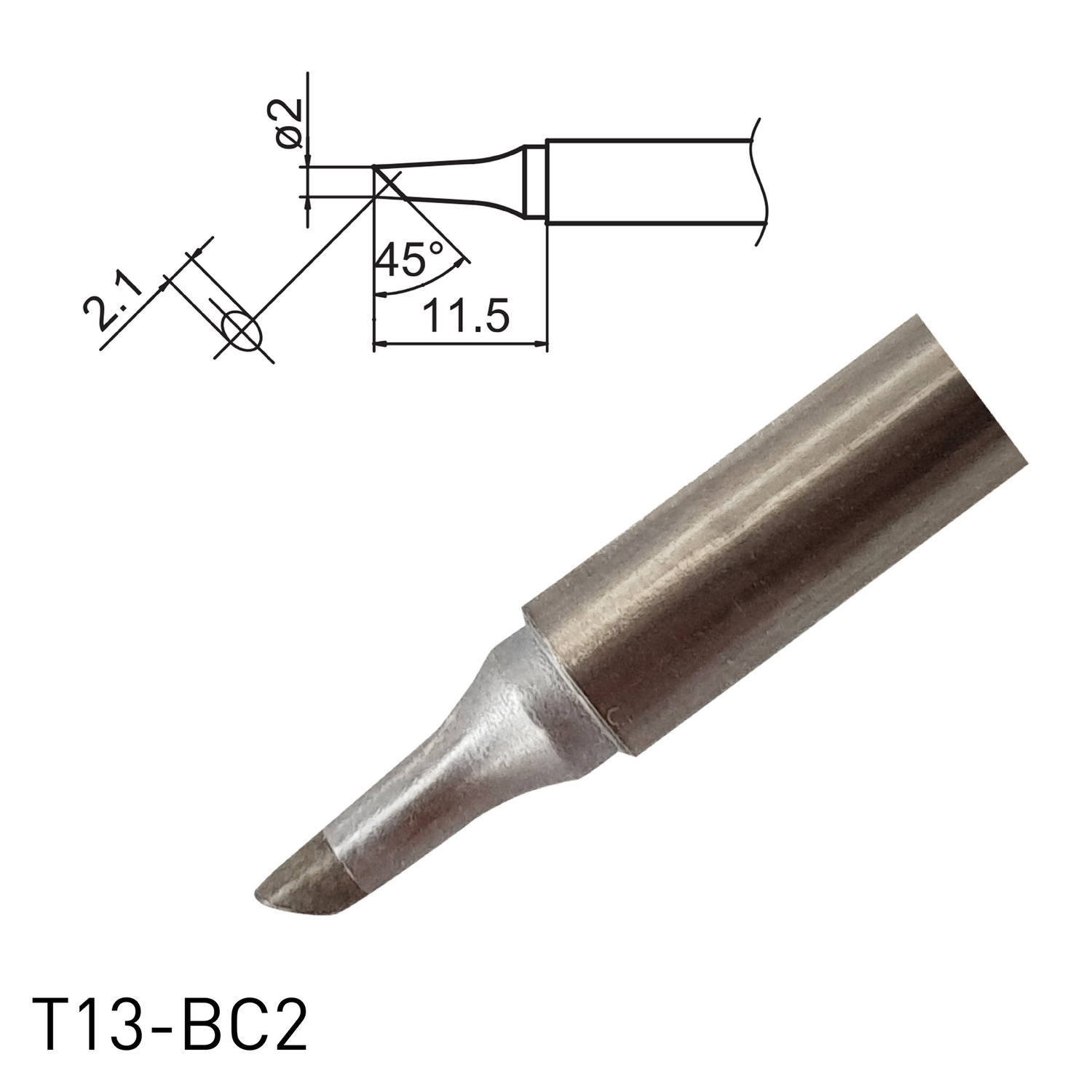 Hakko Soldering Iron Replacement Tip T13 - for FM2026 N2 soldering iron in angled concave shape