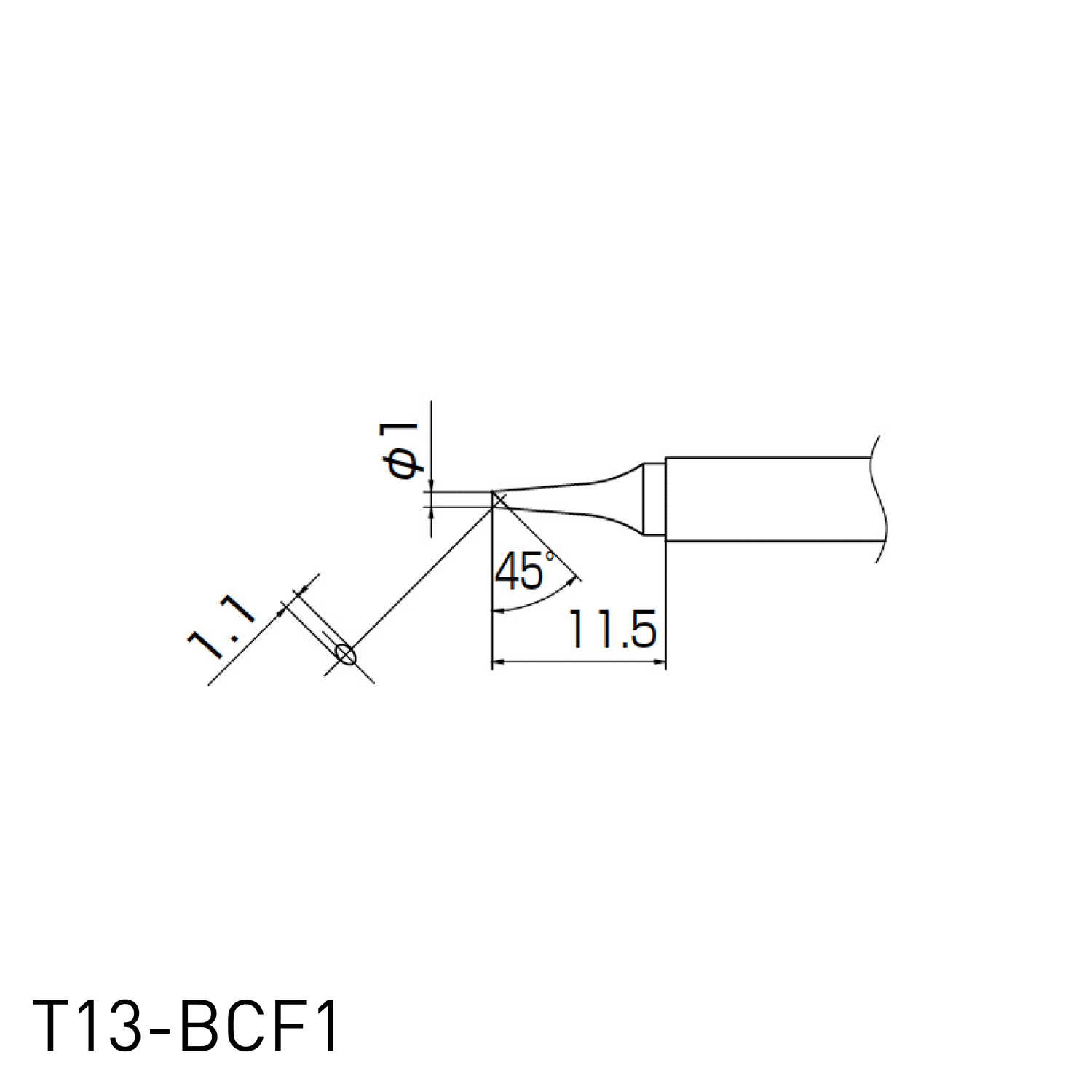 Hakko Soldering Iron Replacement Tip T13 - for FM2026 N2 soldering iron in angled concave shape