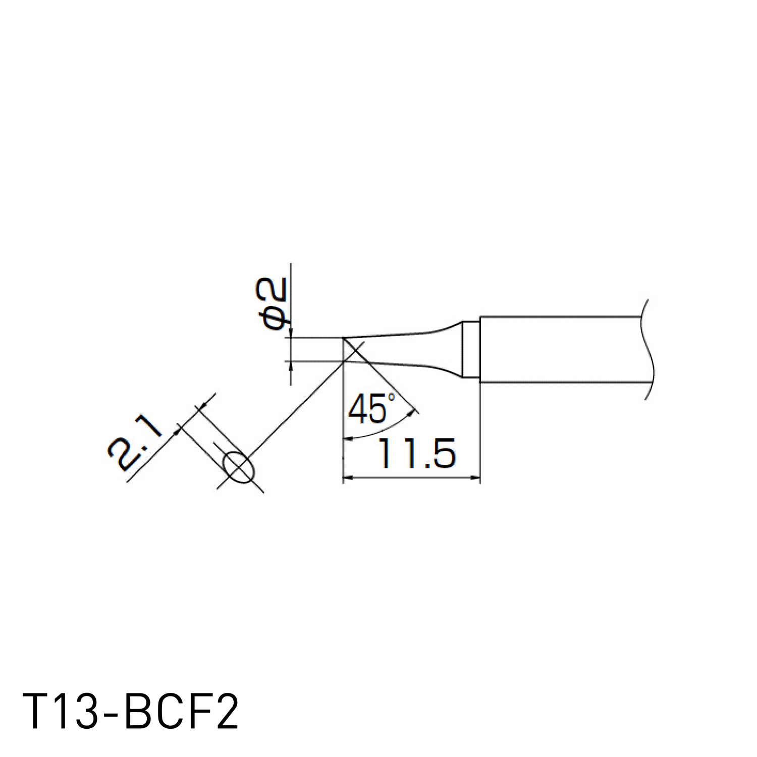 Hakko Soldering Iron Replacement Tip T13 - for FM2026 N2 soldering iron in angled concave shape