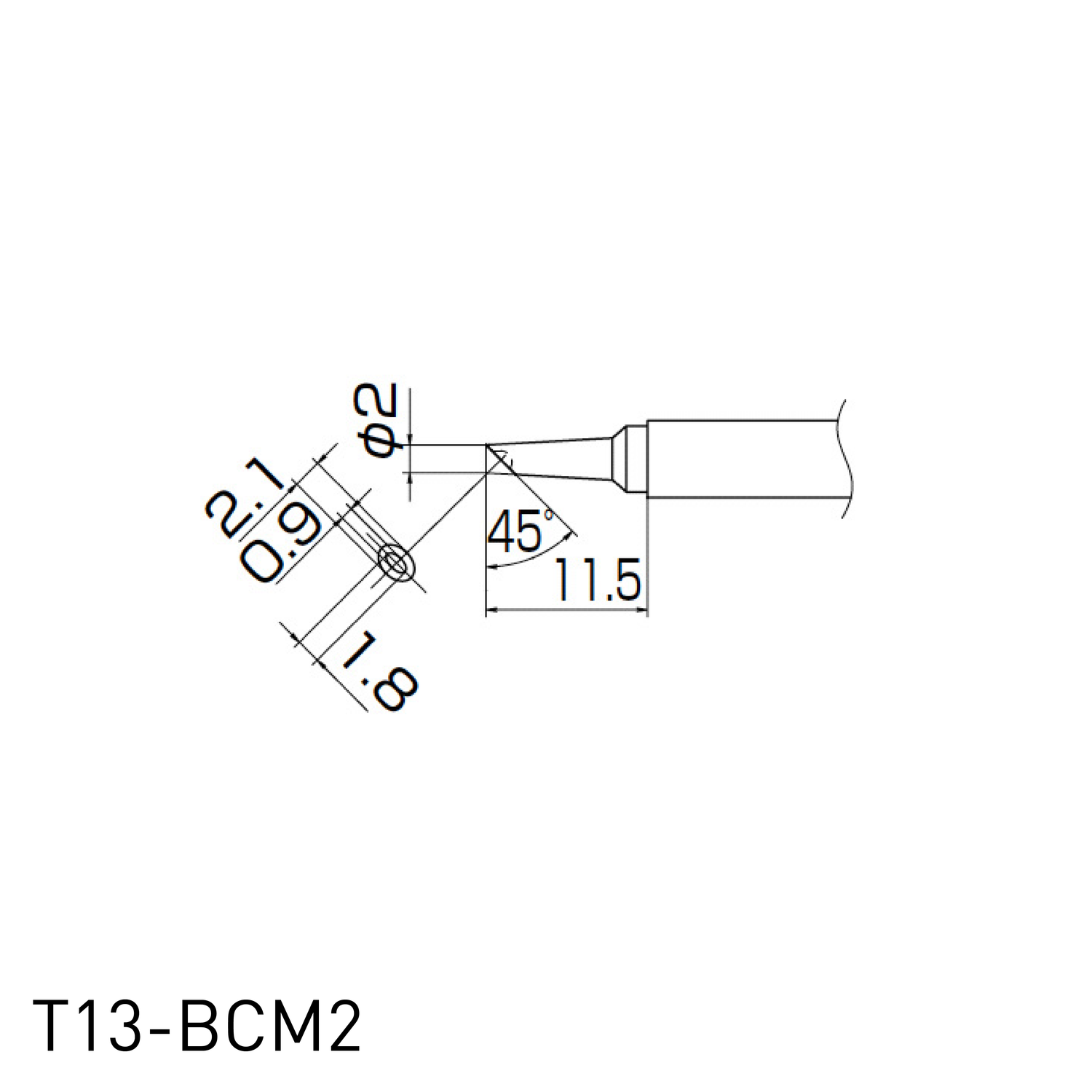 Hakko Soldering Iron Replacement Tip T13 - for FM2026 N2 soldering iron in angled concave shape
