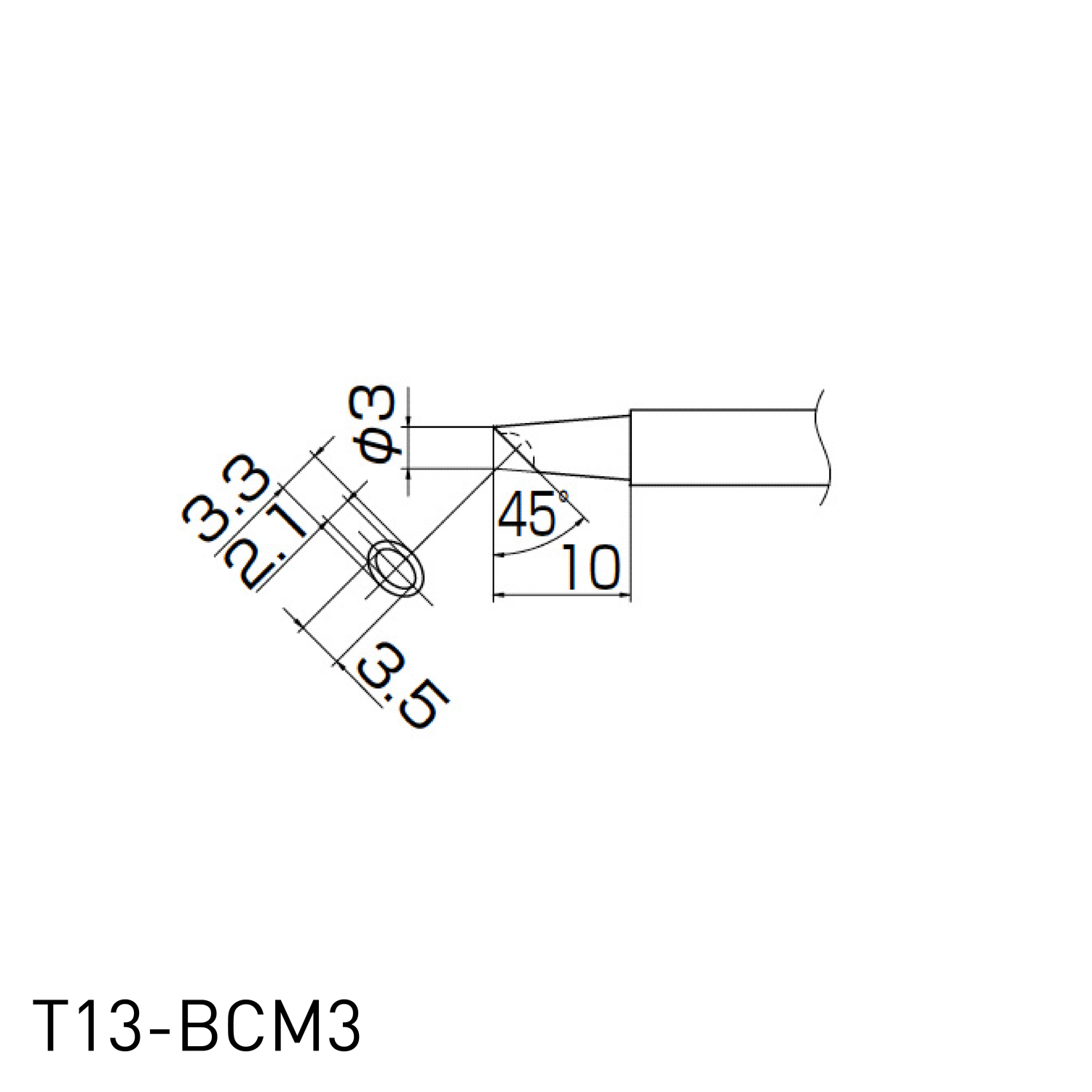 Hakko Soldering Iron Replacement Tip T13 - for FM2026 N2 soldering iron in angled slanting concave shape