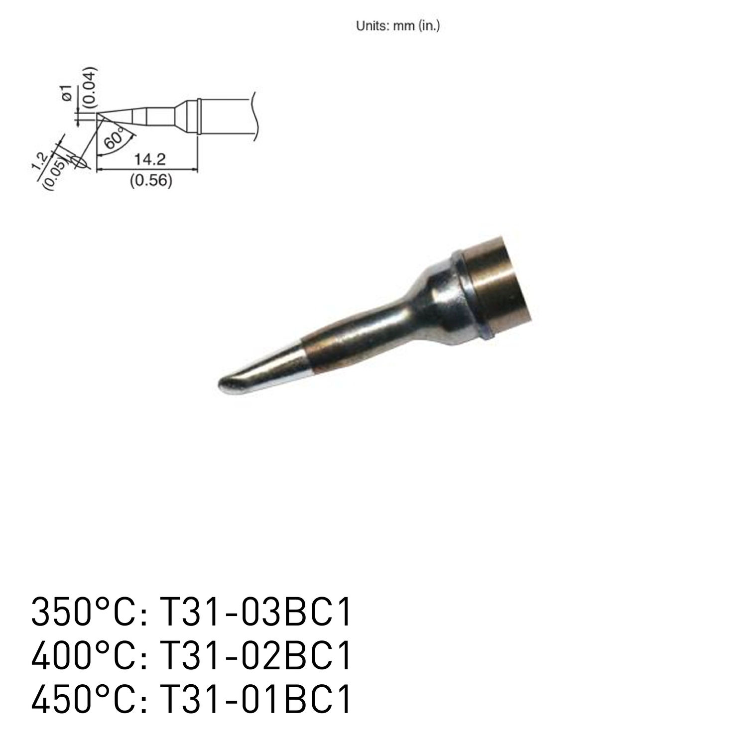 Hakko soldering station FX100 induction heating FX1001 soldering iron tips T31-01BC1 T31-02BC1 T31-03BC1 temperature max 350 400 450 degree celsius