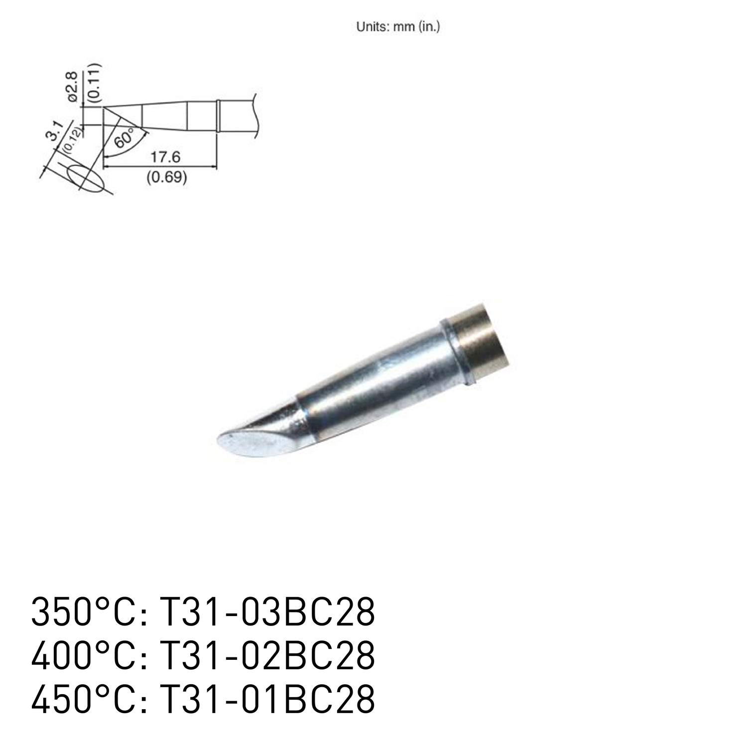 Hakko soldering station FX100 induction heating FX1001 soldering iron tips T31-01BC28 T31-02BC28 T31-03BC28 