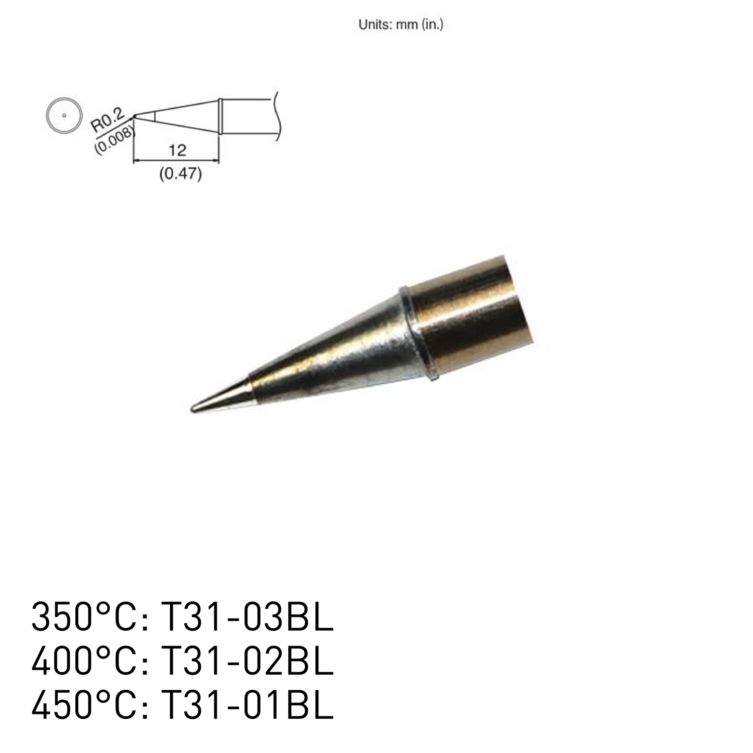 Hakko soldering station FX100 induction heating FX1001 soldering iron tips T31-01BL T31-02BL T31-03BL ballpoint tip shape