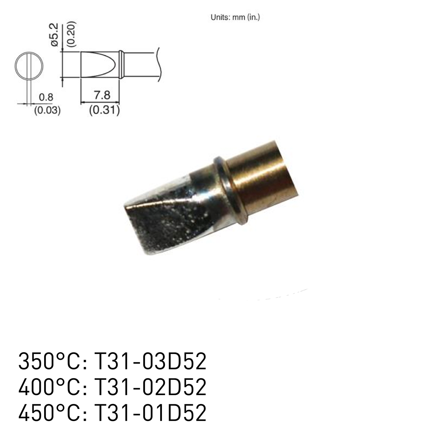 Hakko soldering station FX100 induction heating FX1001 soldering iron tips T31-01D52 T31-02D52 T31-03D52 350-450 degree celcius max temperature options available