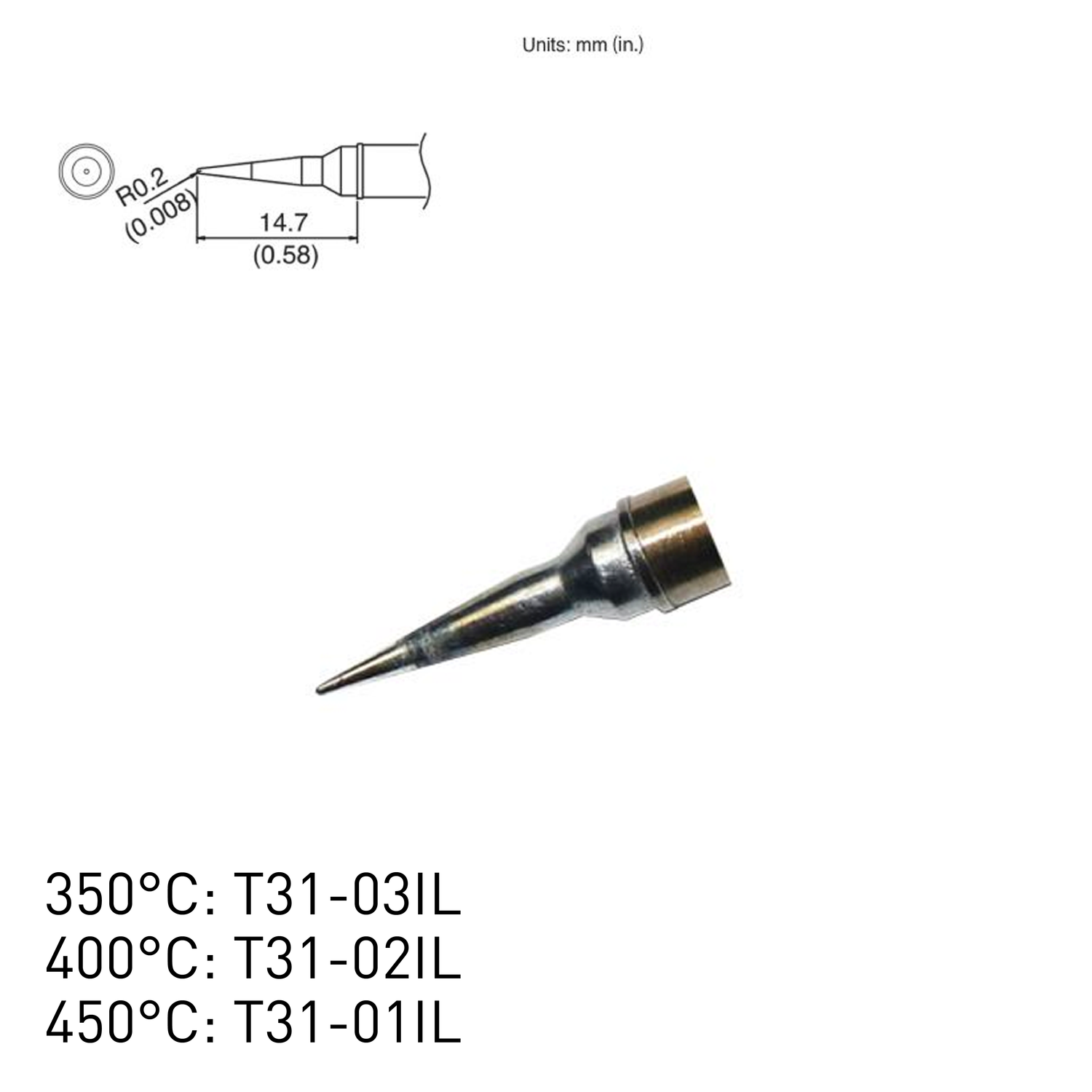 Hakko soldering station FX100 induction heating FX1001 soldering iron tips T31-01IL T31-02IL T31-03IL various max temperature ballpoint shape tip
