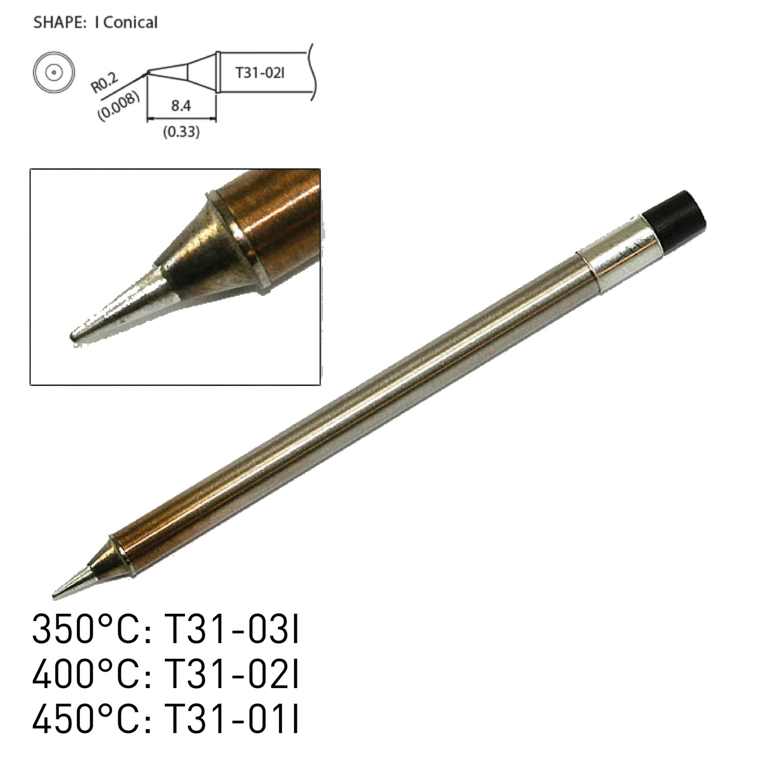 Hakko soldering station FX100 induction heating FX1001 soldering iron tips T31-01I T31-02I T31-03I multiple max temperature tip sharp ballpoint shape