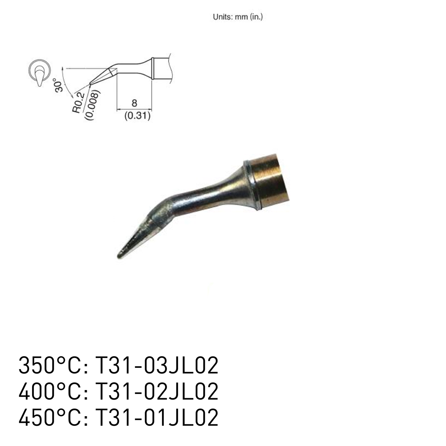 Hakko soldering station FX100 induction heating FX1001 soldering iron tips T31-01JL02 T31-02JL02 T31-03JL02 different max temperature
