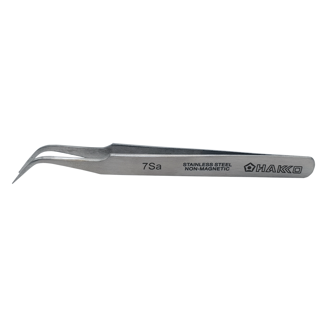 Hakko 7SA curved tip anti-magnetic stainless steel tweezers precision tools