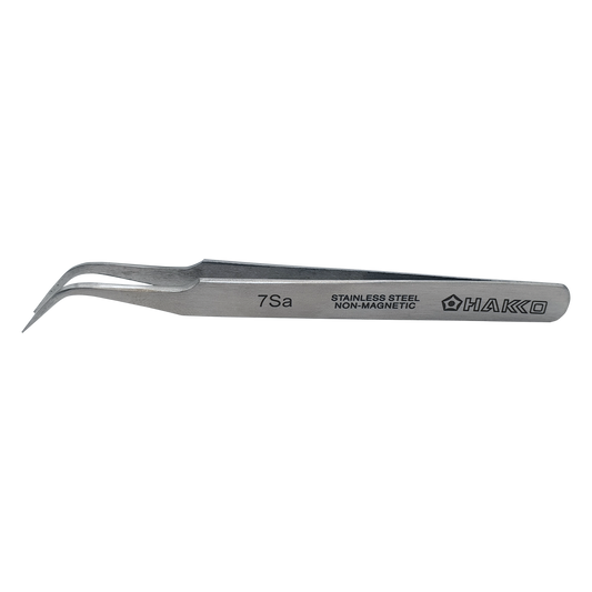 Hakko 7SA curved tip anti-magnetic stainless steel tweezers precision tools