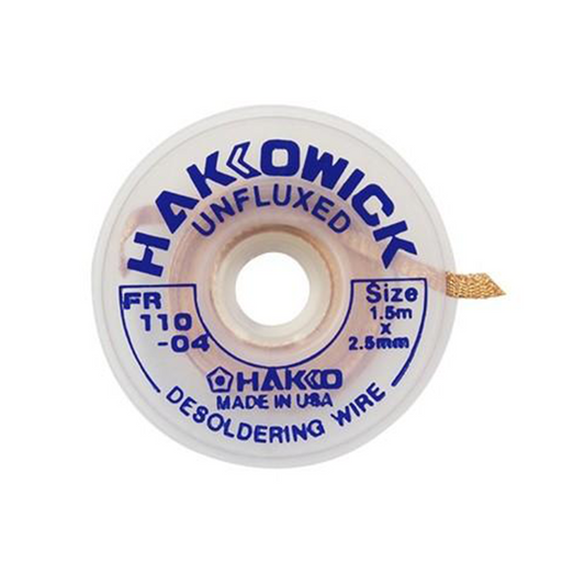 Hakko unfluxed desoldering braid wire FR110-04 1.5m x 2.5mm solder wick for removing solder from printed circuit boards