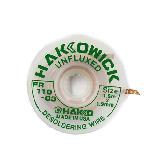 Hakko unfluxed desoldering braid wire FR110-03 1.5m x 1.9mm solder wick to remove solder from printed circuit boards