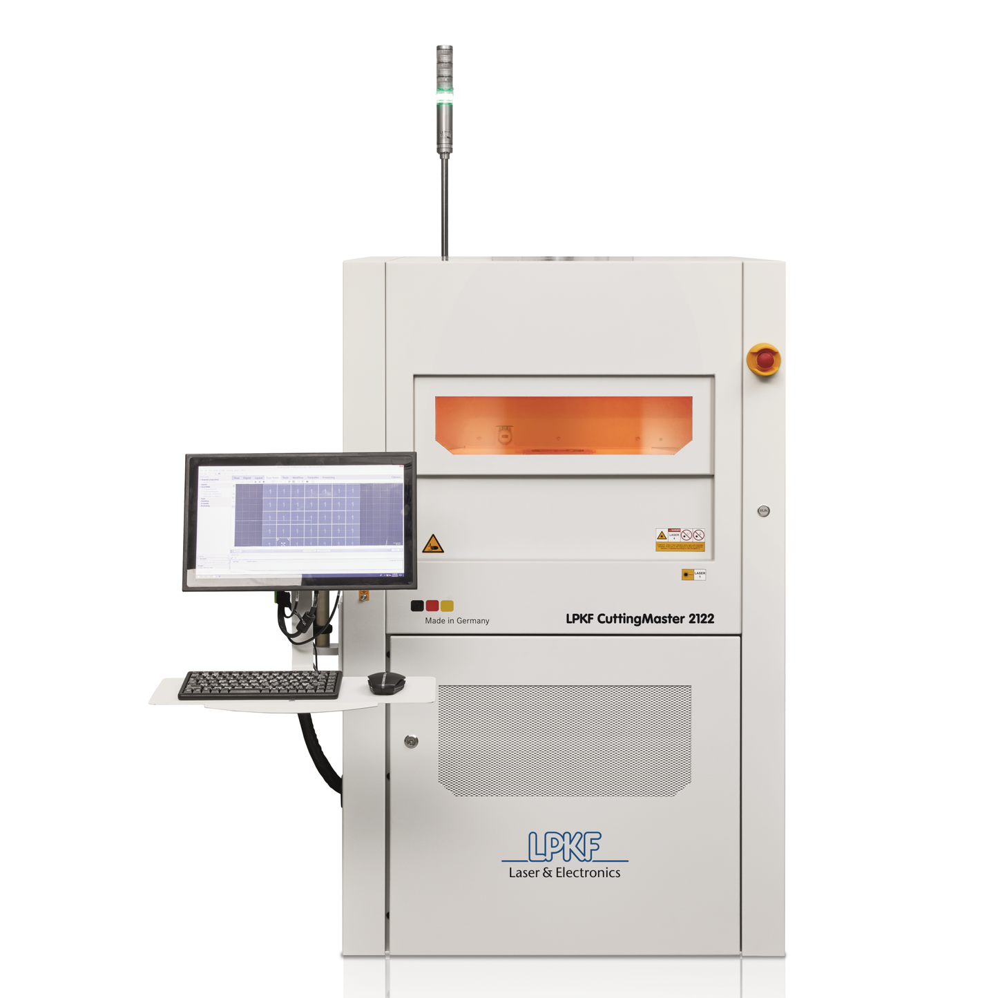 LPKF CuttingMaster 2122 Laser Depaneling Machine UV laser, reliable, precise and small foorprint. available in both manually operated (P) and automated (Ci) versions. can be integrated into production lines or fully automated stand-alone solutions and can be supplemented with either external or automation solutions from LPKF