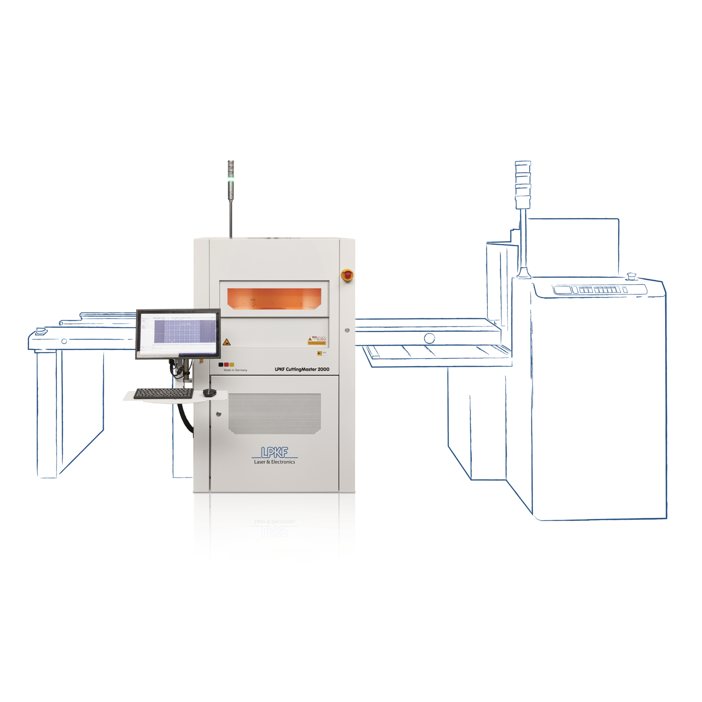 LPKF CuttingMaster 2122 Laser Depaneling Machine UV laser, reliable, precise and small foorprint. available in both manually operated (P) and automated (Ci) versions. can be integrated into production lines or fully automated stand-alone solutions and can be supplemented with either external or automation solutions from LPKF