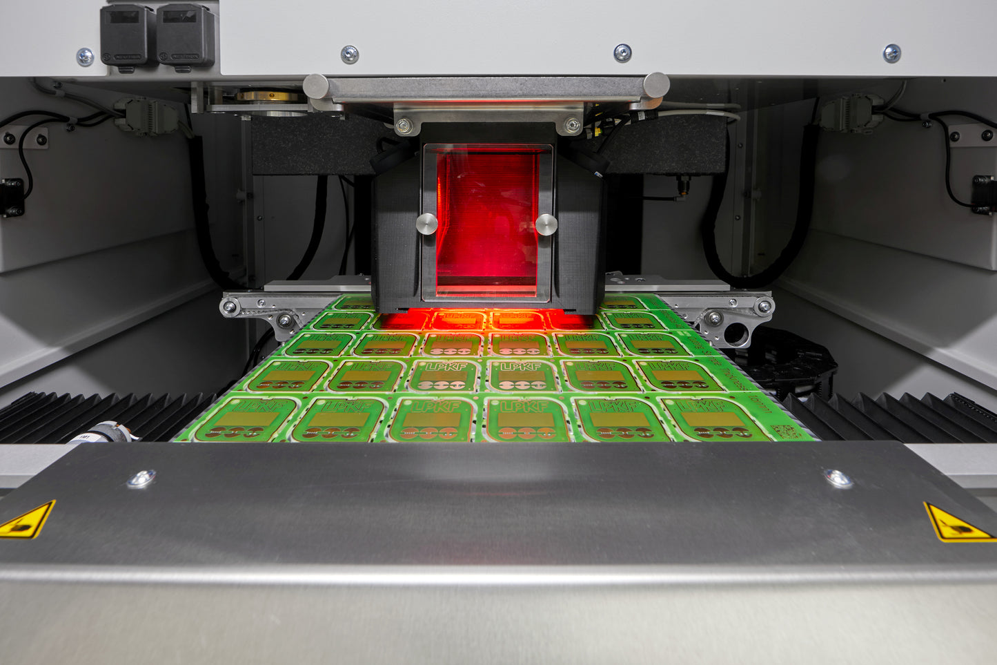 LPKF CuttingMaster 2000 series Laser PCB Depaneling Machine UV laser, reliable, precise and small foorprint. available in both manually operated (P) and automated (Ci) versions. can be integrated into production lines or fully automated stand-alone solutions and can be supplemented with either external or automation solutions from LPKF