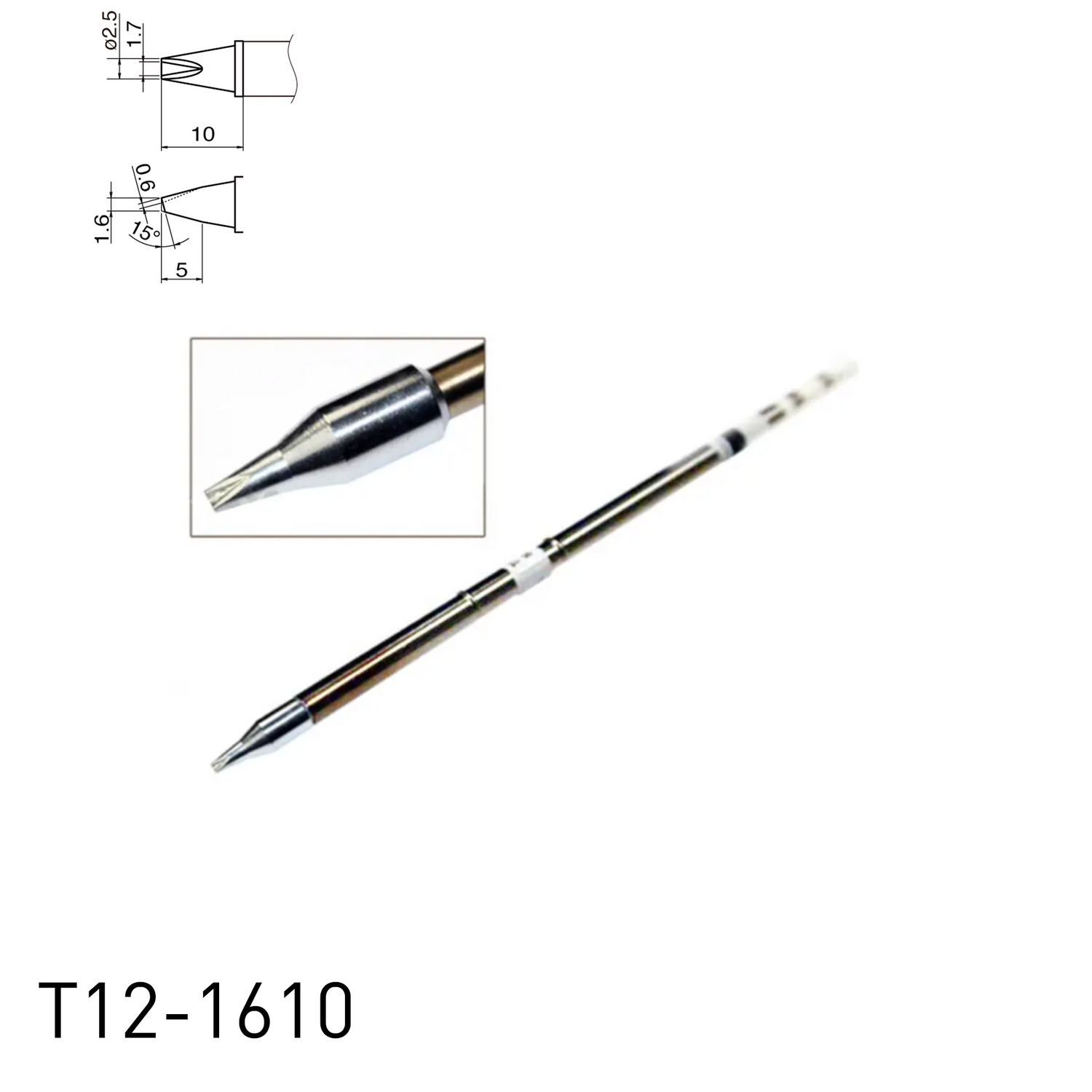 Hakko T12-1610 with V-groove Shape Concave Soldering Iron Tips for soldering station FM202, FM203, FM204, FM206, FM950, FX951, FX952 and soldering iron FM2027, FM2028