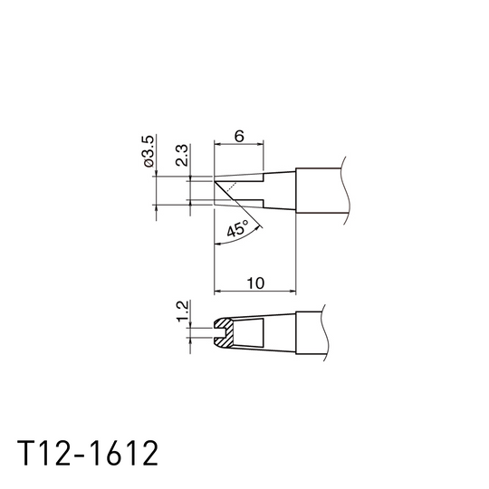 Hakko T12-1612 with Concave Shape Concave Soldering Iron Tips for soldering station FM202, FM203, FM204, FM206, FM950, FX951, FX952 and soldering iron FM2027, FM2028