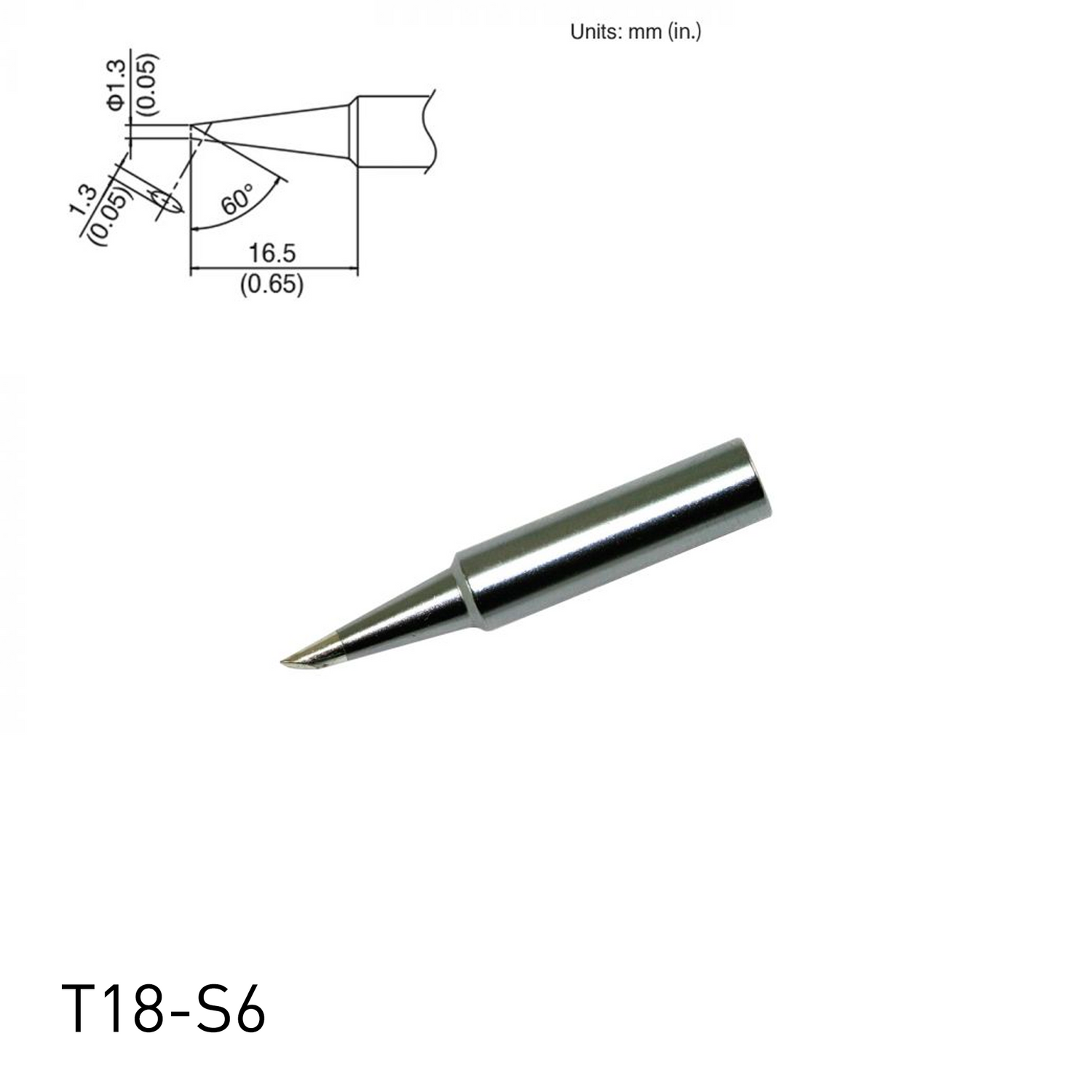 Hakko soldering iron tip T18-S6 Bevel Tip for soldering station FX888, FX888D, FX889, FR701, FR702, FX600 & soldering iron FX8801, FX600