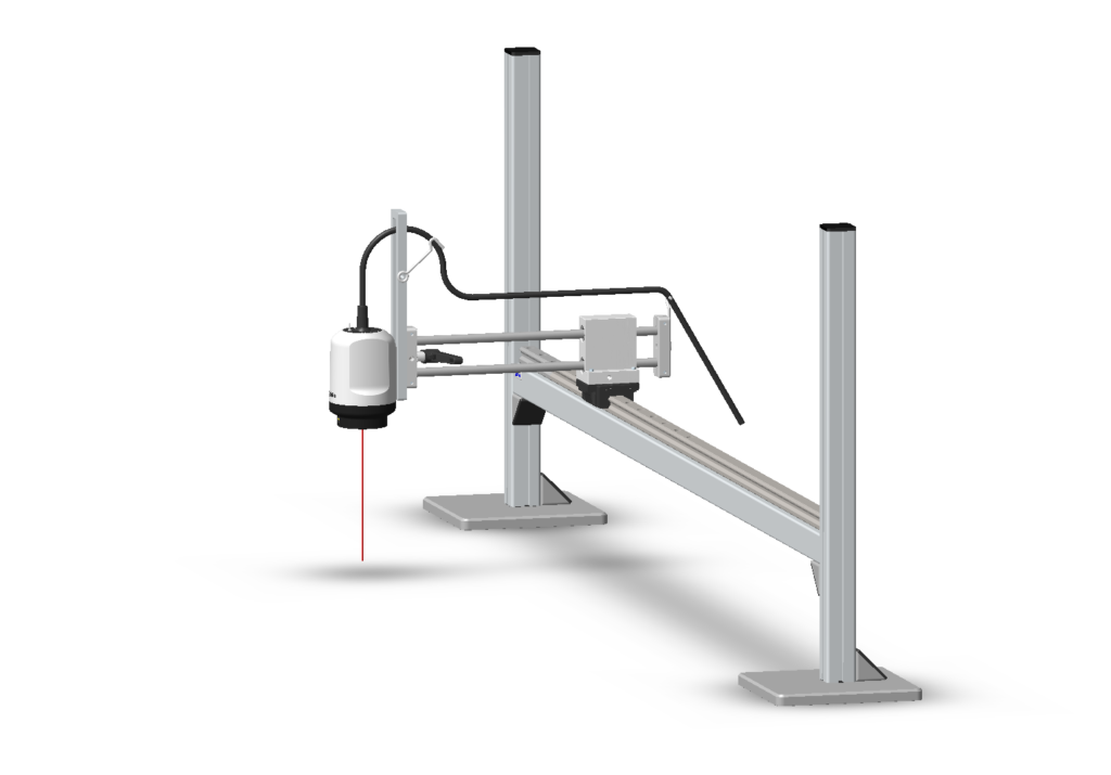 Optilia Bench-Top W30x-HD Inspection System with bench top XY stand and height adjustment bracket side view