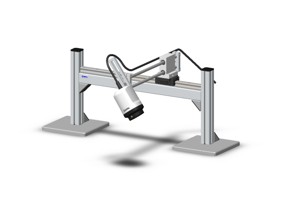 Optilia Bench-Top W30x-HD Inspection System with bench top XY stand and height adjustment bracket tilted camera position to right