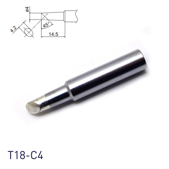 Hakko T18-C4 soldering iron tip replacement part by Hakko. Applicable soldering station FX888, FX888D, FX889, FR701, FR702, FX600 & soldering iron FX8801, FX600.