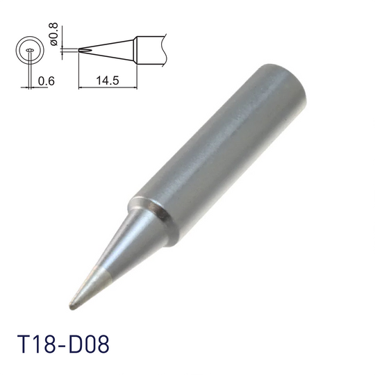 Hakko soldering iron tip T18-D08 for soldering station FX888, FX888D, FX889, FR701, FR702, FX600 & soldering iron FX8801, FX600
