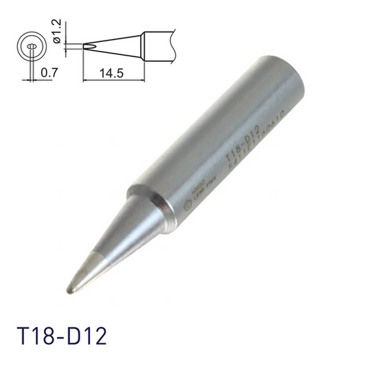 Hakko soldering iron tip T18-D12 for soldering station FX888, FX888D, FX889, FR701, FR702, FX600 & soldering iron FX8801, FX600