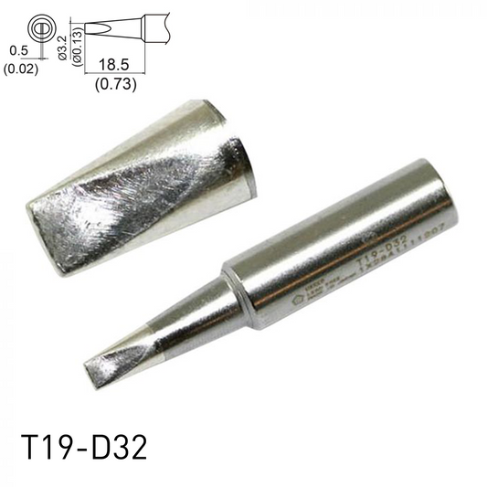 Hakko Soldering Iron Tip T19-D32 Shape-3.2D Chisel Tip for FX-8801/FX-8805, FX-601